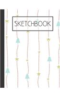 Christmas Trees and Stars pattern Sketchbook: 200 Page Sketchbook: Artist Edition (8.5x11)