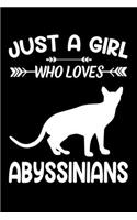 Just a girl who loves Abyssinians: Gift for Abyssinian cat Lovers Diary - Blank Lined Notebook And Journal - 6x9 Inch 120 Pages White Paper