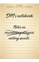 DM's notebook: College Ruled Role Playing Gamer Paper: RPG Journal Quest Book