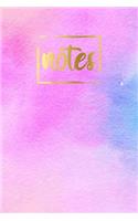 Notes: Water Color Cover Design Composition Notebook College Ruled 6x9 for School. Journal, Diary, Planner