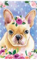 Journal Notebook For Dog Lovers Fawn French Bulldog In Flowers