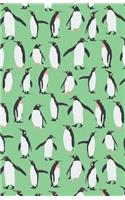 Journal Notebook Penguins in Snow Winter Pattern - Green: 162 Lined and Numbered Pages With Index Blank Journal For Journaling, Writing, Planning and Doodling.(89 Journal Notebook Lined 2)