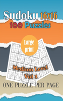 100 Sudoku Puzzle 16x16 - One puzzle per page: Sudoku Puzzle Books - Medium Level - Hours of Fun to Keep Your Brain Active & Young - Gift for Sudoku Lovers - Vol 1