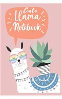 Cute Llama Notebook: Cute Llama Journal Blank Lined Notebook For Girls 120 Pages