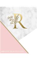 R - 2020 One Year Planner: Elegant Gold Pink and Marble Monogram Initials Pretty Daily Calendar Organizer One 1 Year Letter Agenda Schedule with Vision Board, Habit Tracker Do