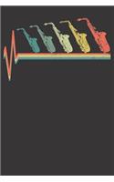Notebook: College Ruled 6x9 120 Pages Saxophone Jazz Music Gift Heartbeat Retro Funny Gift
