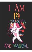 I Am 19 and Magical: Notebook and Sketchbook Journal for 19 Year Old Girls and Boys, a Happy Birthday 19 Years Old Composition Book with Rainbow Stars Cover, 19th Birthd