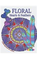 Floral Hearts & Feathers Coloring book for adults