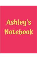 Ashley's Notebook: Pink Cover, College Ruled, 100 Sheets, 8.5" x 11" (Letter Size), White Paper(17 Women's Custom Names)