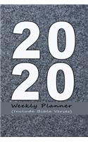 Weekly Planner 2020: Organizer Diary for One-Year with Bible Verses (NIV) & Year at a Glance Calendar - Gift for Christian Men - Granite Text