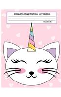 Primary Composition Notebook Grades K-2 Kawaii Kitty Cat