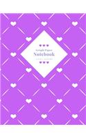 Graph Paper Notebook: Bright cute hearts, Blank grid paper, Quad ruled, Composition notebook for Students. Large 8.5 x 11 in (110 Pages)