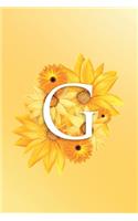 G: Modern, stylish, decorative and simple floral capital letter monogram ruled notebook, pretty, cute and suitable for all: men, women, girls & boys. F