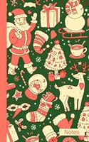 Notes: Vintage Journal Notebook with Santa Christmas Theme-6x9-100 Wide Ruled Pages- Soft Matte Cover- Makes Great Christmas Gift for Co-Workers, Secret Sa