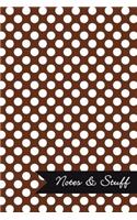 Notes & Stuff - Lined Notebook with Cocoa Brown Polka Dot Pattern Cover