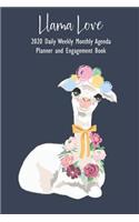 Llama Love 2020 Daily Weekly Monthly Agenda Planner and Engagement Book