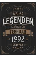 Wahre Legenden wurden im Februar 1992 geboren: Vintage Geburtstag Notizbuch - individuelles Geschenk für Notizen, Zeichnungen und Erinnerungen - liniert mit 100 Seiten