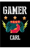 Gamer Carl: Liniertes Notizbuch für deinen Vornamen