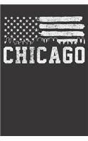 Notebook: Dot Grid Dotted 6x9 120 Pages Chicago USA Flag American 4th Of July Fourth Patriodic Gift
