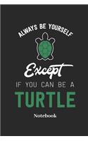 Always Be Yourself Except If You Can Be a Turtle Notebook: Liniertes Notizbuch Für Schildkröten Und Reptilien Fans - Notizheft Klatte Für Männer, Frauen Und Kinder