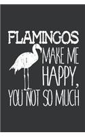 Notebook: Flamingos Make Me Happy You Not So Much Retro Journal & Doodle Diary; 120 White Paper Numbered Plain Pages for Writing and Drawing - 6x9 in.