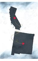 California & New Mexico: Long Distance Out of State Notebook - Blank Lines(Together Forever Never Apart Us States Journals)
