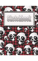 Sketchbook: Silly Cute Panda Bears Sketchbook & Art Notebook - Large Blank Sketchbook: 100 Pages - 8.5"x11" Blank Drawing Book & Sketching Journal Notepad
