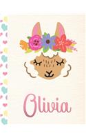 Olivia: 2020. Personalized Weekly Llama Planner For Girls. 8.5x11 Week Per Page 2020 Planner/Diary With Pink Name