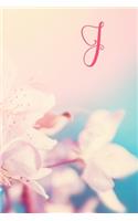 J: Monogram Initial Notebook and diary with pink floral design