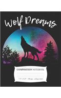 WOLF DREAMS Composition Notebook: College Ruled School Journal Diary Love Wolves Girl Gift