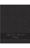 July 2020-June 2021 Planner: Black Color Floral, Calendar Book July 2020-June 2021 Weekly/Monthly/Yearly Calendar Journal, Large 8.5" x 11" 365 Daily journal Planner, 12 Months 