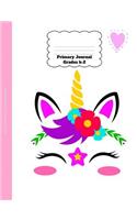 Primary Journal Grades k-2: Unicorn primary journal top half blank composition book