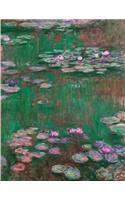 Notebook: Large Blank Sketchbook (Drawings/Illustrations) Monet's Water Lilies Modern Pink Pastel