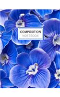 Composition Notebook: Blank Lined Notebook for School/Homework College Ruled Blue Floral