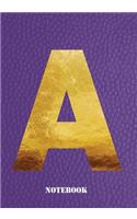 A Notebook: Letter 'a' Notebook, Composition, Exercise or Log or Study Book - Purple Cover
