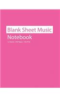 Blank Sheet Music Notebook 12 Staves 100 Pages Hot Pink