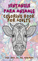 Zentangle Farm Animals - Coloring Book for adults - Calf, Ram, Ox, Pig, and more