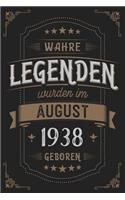 Wahre Legenden wurden im August 1938 geboren: Vintage Geburtstag Notizbuch - individuelles Geschenk für Notizen, Zeichnungen und Erinnerungen - liniert mit 100 Seiten