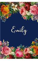 Emily: Personalized Name Floral Design Matte Soft Cover Notebook Journal to Write In. 120 Blank Lined Pages