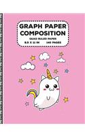 Graph Paper Composition: Quad Ruled Paper Notebook Journal Gift for Birthday & School Unicorn Lovers Pink 5x5 Grid Paper 8.5 x 11 inch 140 Pages ( Math Diary teacher and stu