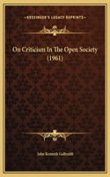 On Criticism In The Open Society (1961)