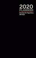2020 Planner - One Day Per Page Diary 366 Days: Jan 1, 2020 to Dec 31, 2020 - Fully Lined and Dated Journal with extra pages for Notes - Light yellow font on Black background cover