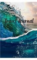Travel Journal - 6x9 inch blank lined journal ocean wave cover light blue