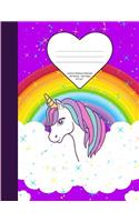 Unicorn Rainbow Notebook: School Supplies Primary Composition Book for Kids