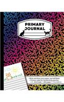 Primary Journal: Cat Rainbow Draw and Write Composition Notebook for girls K-2. Kitty book story paper. Half Blank Sheets for Writing and Drawing Space. 100 sheets /