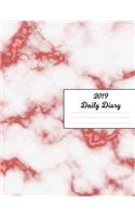 2019 Daily Diary: Red & White Stone Marble Pattern Cover January 19
