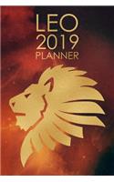 Leo Planner: 2019: Zodiac Star Sign: Organizer and Notebook: Nebula Design