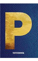P Notebook: Letter 'p' Notebook, Composition, Exercise or Log Study Book - Blue Cover