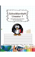 Schreiblernheft Lineatur 1: Extra großes Format I 100 Seiten - blanko - Lineatur 1 I Übungsheft für Zuhause - Kindergarten - Vorschule - 1. Klasse I Geschenkidee für Vorschulki