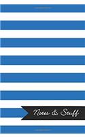Notes & Stuff Lined Notebook With Cobalt Blue Striped Pattern Cover